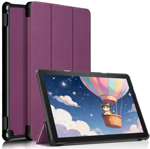 Slim Lightweight Trifold Stand Case for 10 inch Tablets, TOKILO Stand Hard Back Shell Smart Cover with Auto Wake/Sleep Un Fit for LG10 Tablet, Purple
