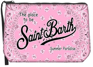 Saint Barth MC2 Borsa Pochette Aline in Scuba Rosa Stampa Bandana Dimensioni: 21 x 15 x 7 cm