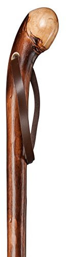 Gehstock Wanderstock Wurzelknaufstock WURZELKASTANIE, europ. Kastanie, Wurzelseite handpoliert seidenmatt lackiert, Schlaufe Leder, Bergstockspitze, Lagerlängen:95 CM