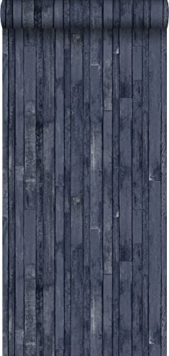 papier peint imitation bois bleu foncé 53 cm x 10.05 m - ESTAhome