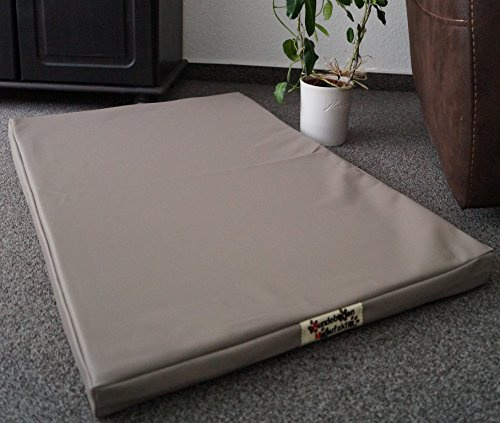 Hundebettenmanufaktur Hundematratze Hundebett Beidseitig Kunstleder Schaumstoff 5 cm Verschiedene Größen und Farben Wählbar für Hunde (100 cm x 60 cm, Taupe)