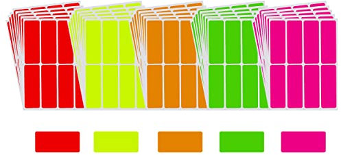 Sticker Neon Bunt 76 mm x 25 mm Aufkleber – 7,5 cm x 2,5 cm viereckige Etiketten 160 Stück von Royal Green