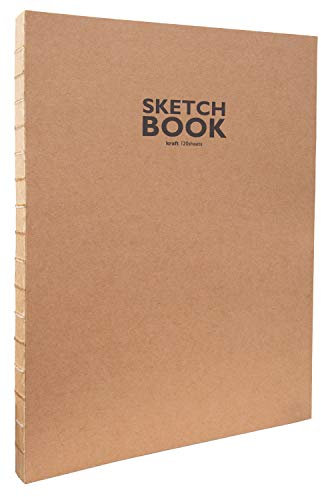 Sketchbook 32504 Kraft Skizzenbuch mit offener Fadenbindung, DIN A4, 120 Blatt, 100 g/m², robustes, recyclingfähiges Kraftpapier aus ungebleichten Naturfasern, Natur