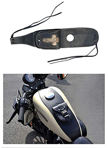 Leder-Gastank-Abdeckung mit Tasche für Harley Sportster XL 883 1200, Schwarz