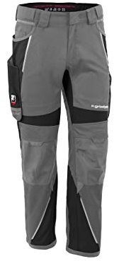Grizzlyskin Bundhose Grau/Schwarz N48 - Unisex Workwear Arbeitshose für Männer und Damen mit vielen Taschen, Cordura-Schutzhose