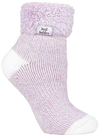 HEAT HOLDERS - Ladies Thick Soft Cute Fleece Lined Low Cut Ankle Winter Thermal Sleep Socks (4-8 uk, Light Mauve (S TOT))