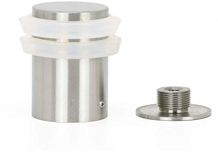 Door Stop, for Heavy Doors, 35 x 50 mm, with Threaded Base, Stainless Steel, White Rubber
