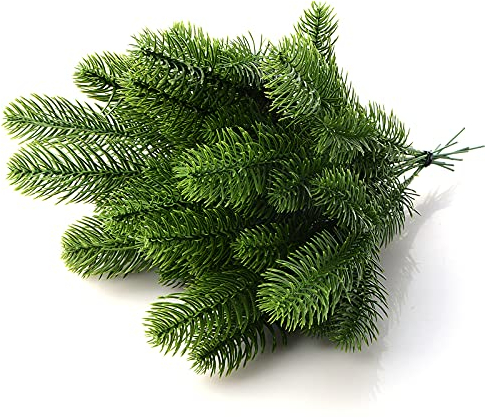 SUREH Künstliche Tannenzweige mit künstlichen Tannennadeln, Girlande, für Weihnachten, Urlaub, Heimdekoration, 30 Stück