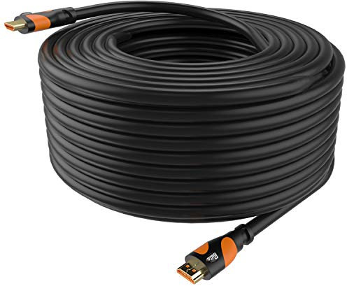 HDMI Cable 50 Feet Postta 4K HDMI2.0 Cable Support 4K(2160P),3D,1080P,Ethernet,Audio Return(ARC)-(Black-Orange)