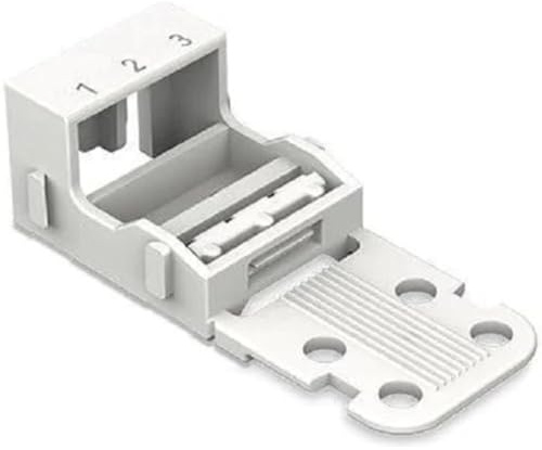 WAGO Befestigungsadapter, für 3-adrige Klemmen, Serie 221-4 mm², mit Schnappbefestigungsfuß für horizontale Montage, Weiß, 221-513 (10 Stück)