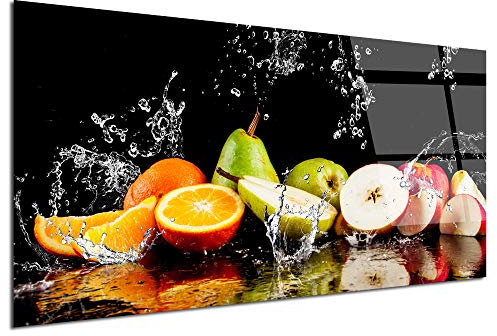 Tableau plexi, impression sur verre Acrylique verre acrylique, Tableau mural, Décoration moderne, Cadre verre acrylique déco panoramique Les Fruits, 100x50 cm