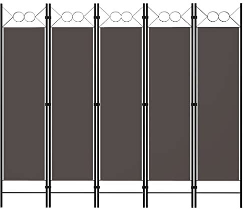 vidaXL Cloison de Séparation 5 Panneaux Séparateur de Pièce Diviseur Ecran d'Intimité Paravent Chambre à Coucher Intérieur Anthracite 200x180 cm