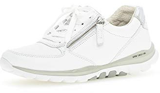 Gabor Damen Low Top Sneaker, Frauen Halbschuhe,lose Einlage,Ladies,Women's,schnürschuhe,schnürer,Halbschuhe,straßenschuhe,Weiss/Silber,38 EU / 5 UK