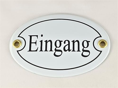 Ovales Türschild Emaille  Eingang , 10,5x7,0cm