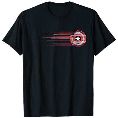 Marvel Captain America Shield Glitch Stripes T-Shirt