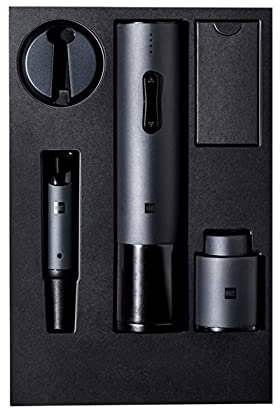 SMSOM Ouvre-vin électrique Rechargeable - kit de Tire-Bouchon de Bouteille Automatique avec Accessoires Coupeur d'aluminium, Bouchon à Vide Cadeau de vin pour l'amateur de vin