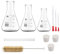 JESSTOLO Glass Erlenmeyer Flask Set, 3pcs Graduated Borosilicate Glass Heavy Wall Flask with Rubber Stopper(250ml, 200ml, 150ml), with 3pcs Glass Dropper, 2pcs Glass Stirring Rod and Cleaning Brush