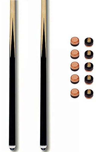 Manuel Gil Tacos de Billar Ramin 1,40 m, Pack 2 Unidades +10 Soletas con Rosca, Precisión y Larga Duración