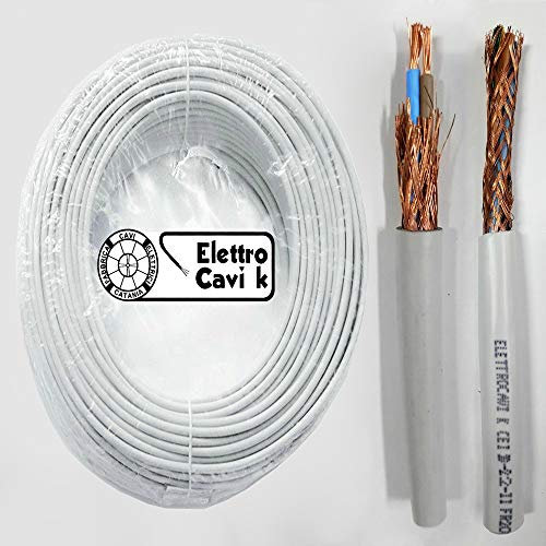 CAVO SCHERMATO FR2OH2R 2x2,5 mm² GOMMATO ANTIFIAMMA BIPOLARE FLESSIBILE 2 POLI 50 METRI - MARCA ELETTRO CAVI K
