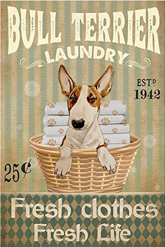 TNND Geschenk für Bullterrier-Liebhaber, Jahr, Bullterrier, Wäscherei-Unternehmen, Dekor-Poster, Wandkunst, Dekoration, Metallschild, Poster, 20,3 x 30,5 cm
