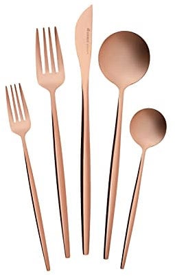 KARACA Orion 30-Piece Rose Gold Cutlery Set for 6 People - Mixed & Luxury 18/10 Stainless Steel Tableware Flatware Silverware Set with Knife Fork Spoon