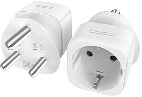 Südafrika Reiseadapter, EU nach Südafrika Reiseadapter 2 Pack, PABANCE Reisestecker Typ M mit Erdungsschutz, Steckdosenadapter für Südafrika, Sri Lanka, Lesotho, Tschad, Ghana, Bahrain(Weiß)