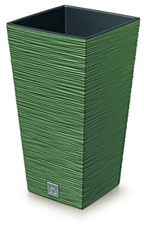 URBNLIVING Square Tall Modern Look Planter Flower Plant Pot Indoor Outdoor Garden Decor (Earth Green)
