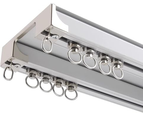 Rail De Rideau Double Pour Fenêtre, Silencieuse, Aluminium | Rail De Plafond Pour Rideaux, 100-500cm Pour Séparateur De Pièce Salon Chambre