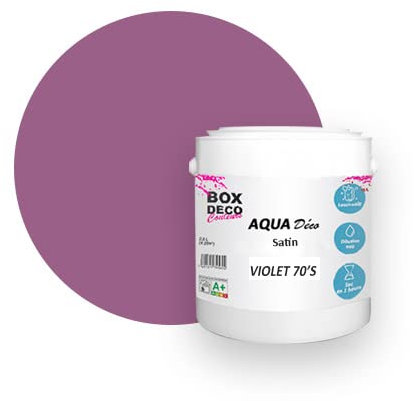BOX DECO COULEURS Peinture murale acrylique aspect satin Aqua Déco - 2,5 L, Violet 70'S