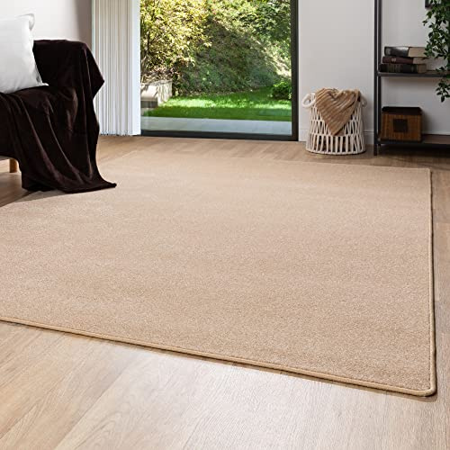 Steffensmeier Kurzflor Teppich Ibiza | Wohnzimmerteppich | Stilvoll | Pflegeleicht | Jugendteppich | Beige, Größe: 200x200 cm