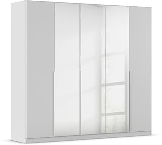 Rauch Möbel Alabama, Kleiderschrank, Farbe Seidengrau, Breite 226 cm | Schrank, 5-türig, mit Spiegel, Zubehör Premium, für Schlafzimmer, Kinderzimmer, Garderobe, Flur