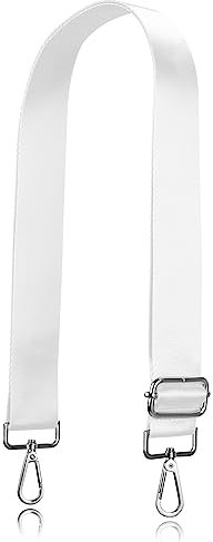 Allzedream Breiter Geldbörsenriemen Ersatz Crossbody Schultertasche Verstellbar, Weiß, silberfarbene Beschläge, Medium