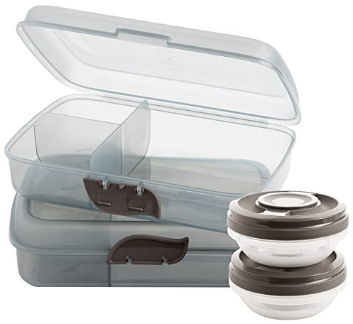 2friends Brotdose Schule, Lunchbox mit Fächern (2 Stück+2 Schraubdeckeldosen), Brotzeitbox mit Clickverschluss, Bento Box, Frühstücksbox, ohne BPA+Weichmacher, 100% recyclebar, Model Sven