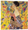 Posterlounge La dame à l'éventail Tableau en verre acrylique de Gustav Klimt 70 x 70 cm Déco colorée Tableaux Décoration murale