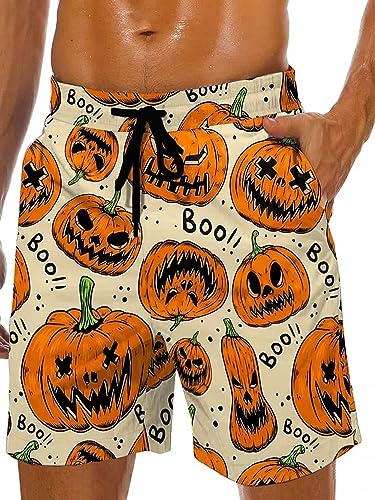 Lzzidou Men's Hawaiian Swim Trunks with Mesh Lining | 8 inch swimsuit inseam quick dry waterproof beach shorts with pockets