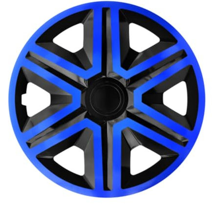 Luckyberg Radkappen 15 Zoll Action | Zierkappen in vielen Farben, Radzierblenden 4er-Set für die meisten Automarken und Stahlfelgen. Felgenabdeckung für Autofelgen. (15 - BLAU/SCHWARZ)