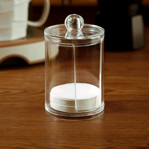 RYHMHA Espresso Paper Filter Holder Coffee Filter Storage Container with Lid Acrylic Coffee Filter Dispenser Compatible with 51mm/54mm/58mm Round Disposable Paper Filters (Acrylic Lid), RYHM-231103