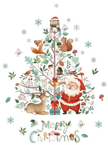 Decoraciones de navidad Pared Decorativa De Navidad Pegada Con Árbol De Navidad Copos De Nieve Pegada En La Pared De Papá Noel-Uno-38,5 * 52Cm