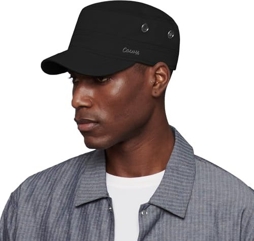 CACUSS Herren Baseballmütze Erwachsenen Mütze Baumwolle Army Kappe Cadet Hat Military Flat Top Verstellbare Baseballkappe für Draussen, Sport und Reisen