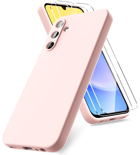 Vansdon Cover Compatibile con Samsung Galaxy A15 4G/5G, 2 Pellicola Protettiva in Vetro Temperato, Gomma Gel di Silicone Liquida Antiurto Custodia - Rosa