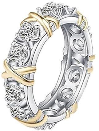 IMMUNOTRAX Moissanit-Magnetologie-Ring, Moissanit-X-Kreuzring, Linderung der Durchblutung und Lymphknoten Zirkon-Magnetringe Gewichtsverlust (Gold,8)