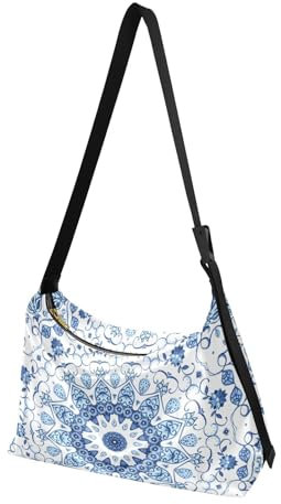 MCHIVER Hobo-Umhängetasche für Damen und Herren, PU-Leder, Mandala-Blau, für Shopping, Reisen, Arbeiten, Mandala Blau, Einheitsgröße