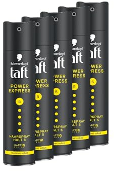 Schwarzkopf Taft Haarspray Power Express (5x 250 ml), Haltegrad 5 Haarstyling, Haarspray für alle Haartypen, trocknet sofort, Vegane Formel*