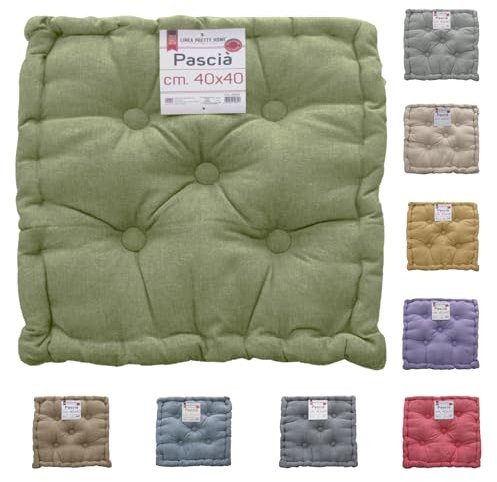Tata Home Cuscino per Sedia 40x40x7 cm Cuscino Mattonella Sedia da Interno ed Esterno Cuscino Pavimento Materasso Trapuntato Imbottito Colore Verde