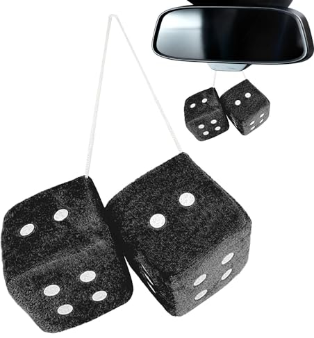 Hängende Auto Flauschige Würfel | 7cm Pelzwürfel für Autospiegel | Plüschwürfel hängende Ornamente Autodekoration | Paar Fuzzy Dice Auto-Rückansicht-Anhänger für Autozubehör