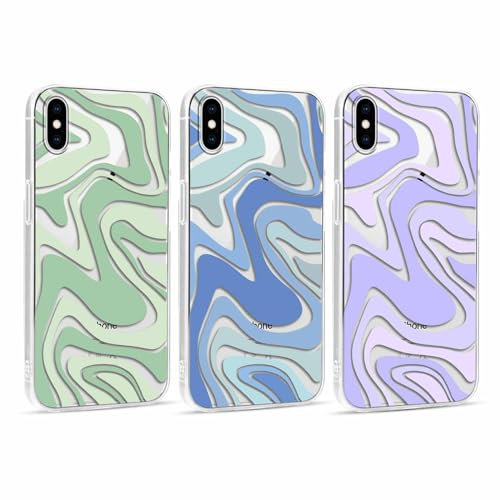 Foonary 3 Pieces Transparent Cover for Apple iPhone XS Max 6.5, Aesthetic Motive Design Case, Silicone Protection Phone Case for iPhone XS Max, Art Line02