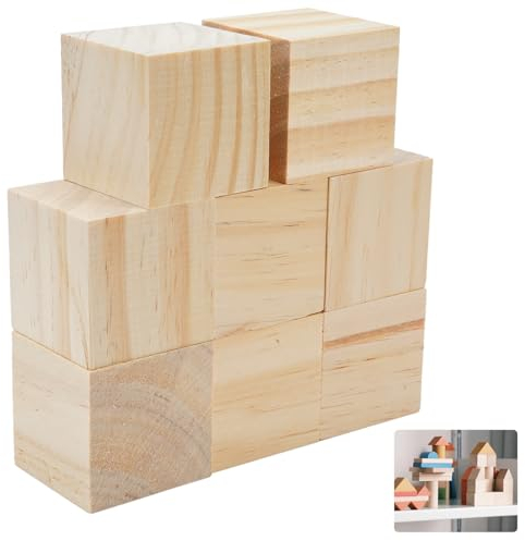 8 Stück Holzwürfel Blanko, Holzwürfel Groß 50x50x50mm, Quadrat Würfel Natürliche Bastelwürfel, Unbehandeltes Bauklötze Holz Quadrat Würfel, Holzbauklötze Natural für Lernen, Basteln, DIY Puzzle