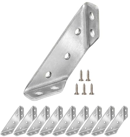 Eckstützen – 10 Stück Metall-Dreieck-Ecke, -Eckverbindungen mit Schrauben, -Schreibtisch-Winkelhalterung, Eck-Schreibtischverbinder, rechtwinklige Halterungen aus zum Verbinden von