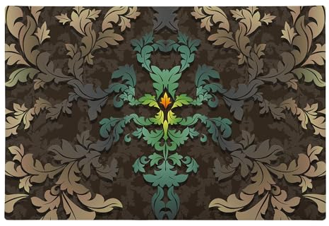murando - Vinyl Teppich XL 210x140 cm - Groß PVC Küchenteppich für Wohnzimmer Schlafzimmer Outdoor Läufer Küche Vinylteppich Dünn rutschfest Balkonteppich Design Grüne Blumen Muster f-A-0190-bi-b