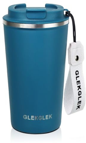 GLEKGLEK Thermobecher 510ml, Kaffeebecher to go Wiederverwendbare Doppelwand Keine Verschüttung Reise-Flasche für Auto Camping